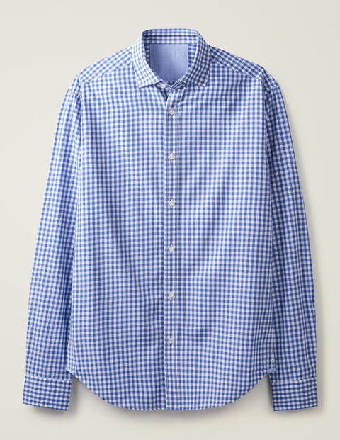 Slim Fit Poplin Pattern Shirt - Sky Blue Gingham Slim Fit Poplin Pattern Shirt - Sky Blue Gingham