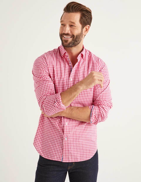 Slim Fit Poplin Pattern Shirt - Rose Blossom Gingham Slim Fit Poplin Pattern Shirt - Rose Blossom Gingham