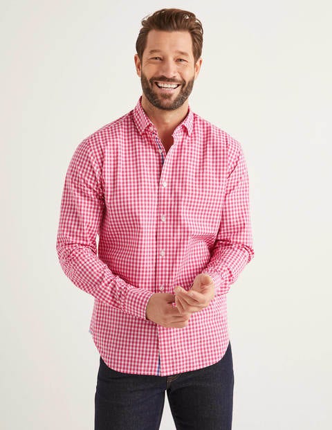 Slim Fit Poplin Pattern Shirt - Rose Blossom Gingham Slim Fit Poplin Pattern Shirt - Rose Blossom Gingham