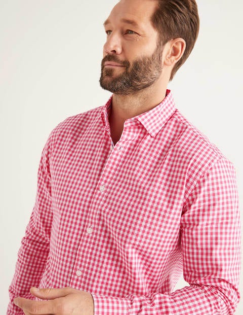 Slim Fit Poplin Pattern Shirt - Rose Blossom Gingham Slim Fit Poplin Pattern Shirt - Rose Blossom Gingham