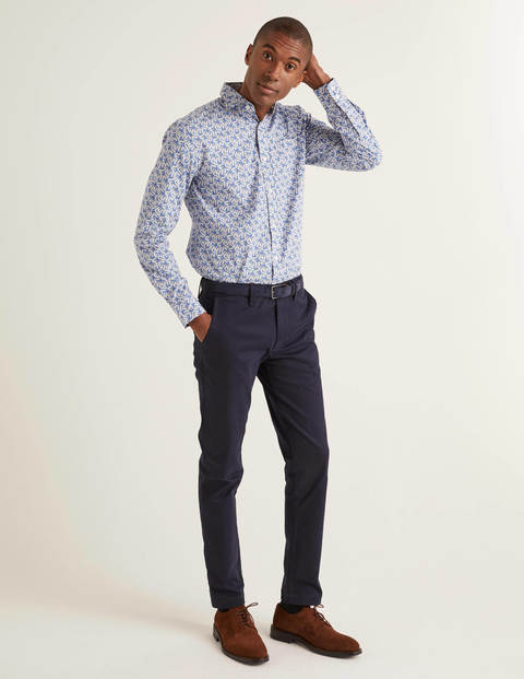 Slim Fit Poplin Pattern Shirt - Sky Blue Leaf Slim Fit Poplin Pattern Shirt - Sky Blue Leaf