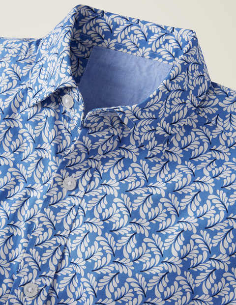 Slim Fit Poplin Pattern Shirt - Sky Blue Leaf Slim Fit Poplin Pattern Shirt - Sky Blue Leaf
