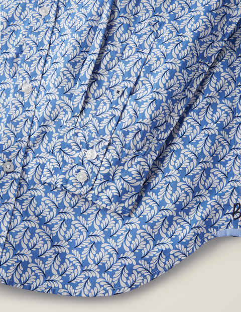 Slim Fit Poplin Pattern Shirt - Sky Blue Leaf Slim Fit Poplin Pattern Shirt - Sky Blue Leaf