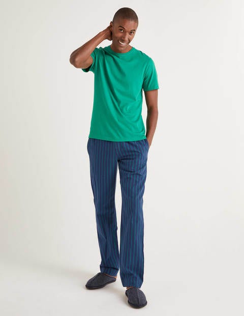 Brushed Cotton Pyjama Bottoms - Navy/Green Baize Stripe Brushed Cotton Pyjama Bottoms - Navy/Green Baize Stripe