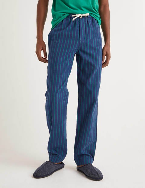 Brushed Cotton Pyjama Bottoms - Navy/Green Baize Stripe Brushed Cotton Pyjama Bottoms - Navy/Green Baize Stripe