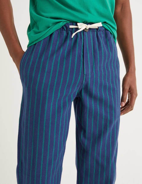 Brushed Cotton Pyjama Bottoms - Navy/Green Baize Stripe Brushed Cotton Pyjama Bottoms - Navy/Green Baize Stripe