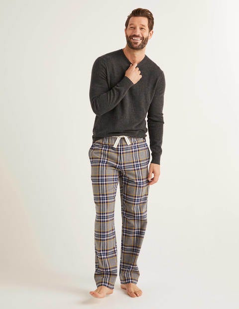 Bas De Pyjama En Coton Brossé - Carreaux multi gris chiné Bas De Pyjama En Coton Brossé - Carreaux multi gris chiné
