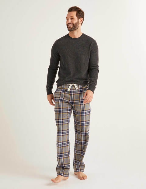 Bas De Pyjama En Coton Brossé - Carreaux multi gris chiné Bas De Pyjama En Coton Brossé - Carreaux multi gris chiné