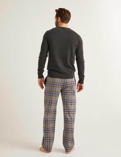 Bas De Pyjama En Coton Brossé - Carreaux multi gris chiné Bas De Pyjama En Coton Brossé - Carreaux multi gris chiné