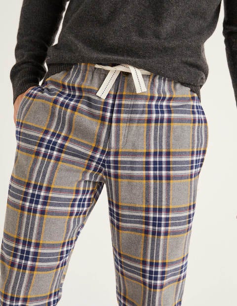 Bas De Pyjama En Coton Brossé - Carreaux multi gris chiné Bas De Pyjama En Coton Brossé - Carreaux multi gris chiné
