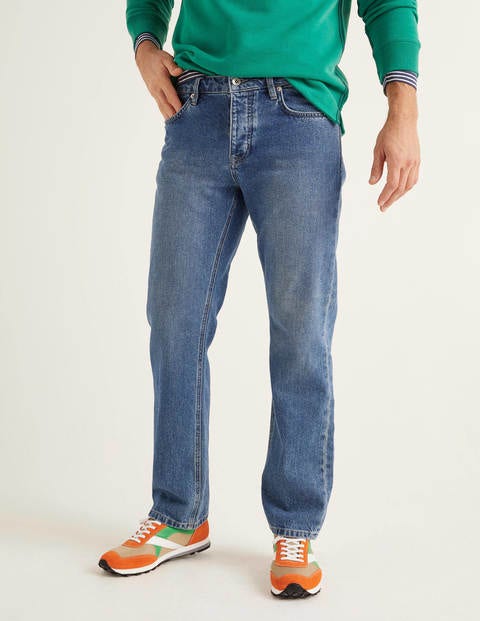 Straight Leg Jeans - Blue Wash Denim Straight Leg Jeans - Blue Wash Denim
