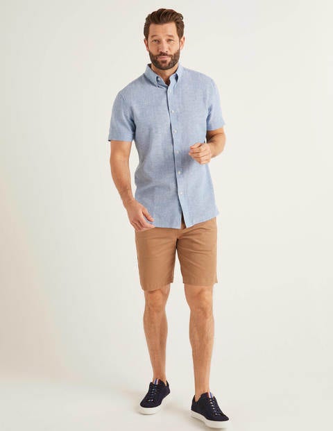 Malton Hemd Mit Kurzen Ärmeln - Dezentes Blau, Faux-Uni Malton Hemd Mit Kurzen Ärmeln - Dezentes Blau, Faux-Uni