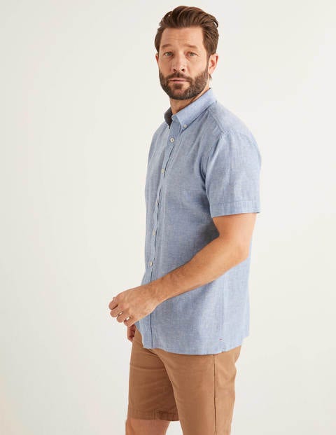 Malton Hemd Mit Kurzen Ärmeln - Dezentes Blau, Faux-Uni Malton Hemd Mit Kurzen Ärmeln - Dezentes Blau, Faux-Uni
