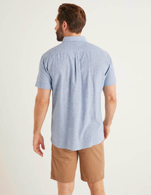 Malton Hemd Mit Kurzen Ärmeln - Dezentes Blau, Faux-Uni Malton Hemd Mit Kurzen Ärmeln - Dezentes Blau, Faux-Uni