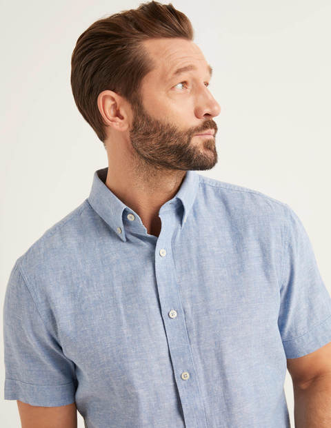 Malton Hemd Mit Kurzen Ärmeln - Dezentes Blau, Faux-Uni Malton Hemd Mit Kurzen Ärmeln - Dezentes Blau, Faux-Uni