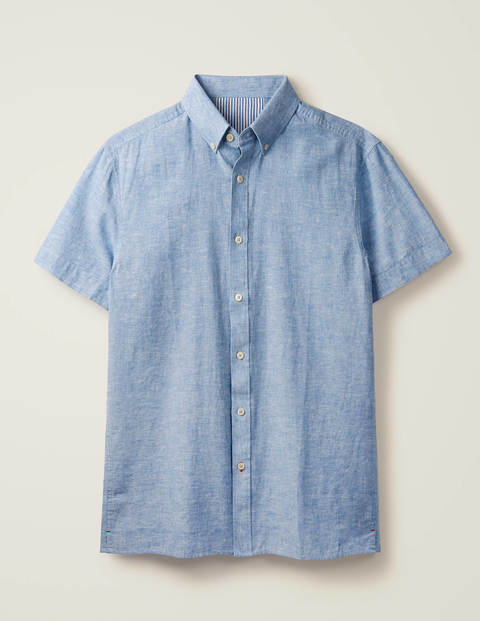 Malton Hemd Mit Kurzen Ärmeln - Dezentes Blau, Faux-Uni Malton Hemd Mit Kurzen Ärmeln - Dezentes Blau, Faux-Uni