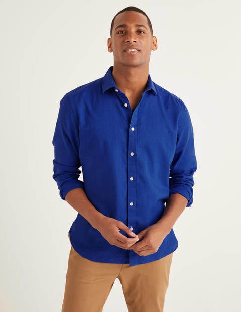 Linen Cotton Shirt - Bright Blue Linen Cotton Shirt - Bright Blue