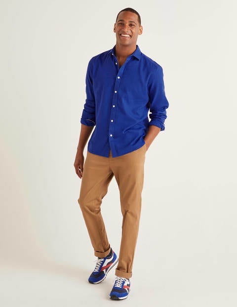 Linen Cotton Shirt - Bright Blue Linen Cotton Shirt - Bright Blue