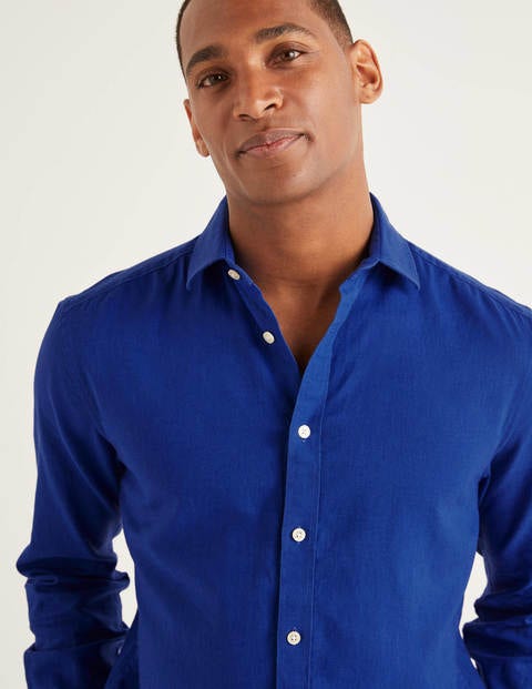 Linen Cotton Shirt - Bright Blue Linen Cotton Shirt - Bright Blue