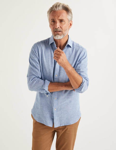 Linen Cotton Shirt - Washed Blue Chambray Linen Cotton Shirt - Washed Blue Chambray