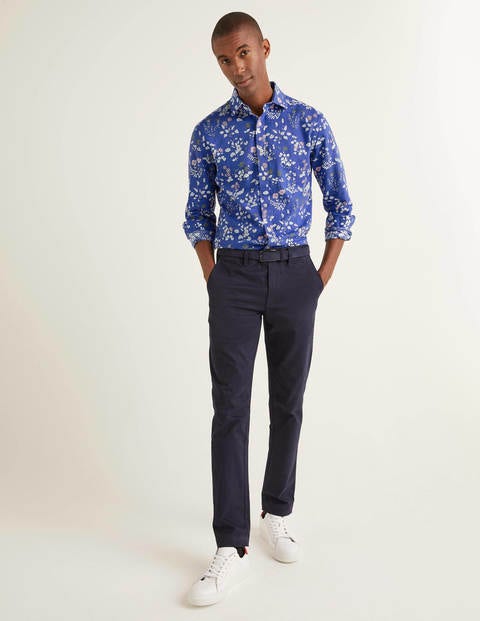 Linen Cotton Pattern Shirt - Sky Blue Botanical Linen Cotton Pattern Shirt - Sky Blue Botanical