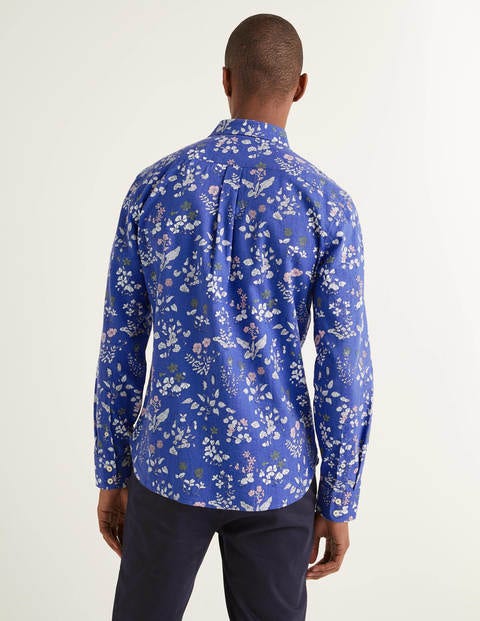 Linen Cotton Pattern Shirt - Sky Blue Botanical Linen Cotton Pattern Shirt - Sky Blue Botanical
