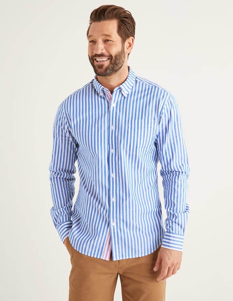 Slim Fit Poplin Stripe Shirt - Bold Blue/Red Stripe Slim Fit Poplin Stripe Shirt - Bold Blue/Red Stripe