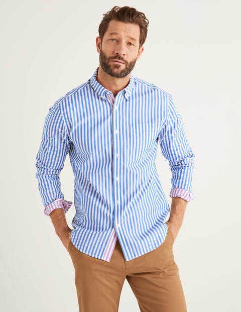 Slim Fit Poplin Stripe Shirt - Bold Blue/Red Stripe Slim Fit Poplin Stripe Shirt - Bold Blue/Red Stripe
