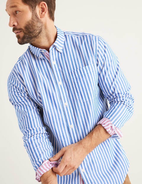 Slim Fit Poplin Stripe Shirt - Bold Blue/Red Stripe Slim Fit Poplin Stripe Shirt - Bold Blue/Red Stripe