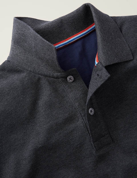 Long Sleeve Piqué Polo - Charcoal Marl Long Sleeve Piqué Polo - Charcoal Marl