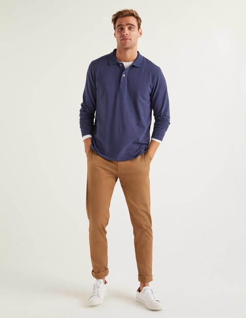 Long Sleeve Piqué Polo - Light Navy Long Sleeve Piqué Polo - Light Navy