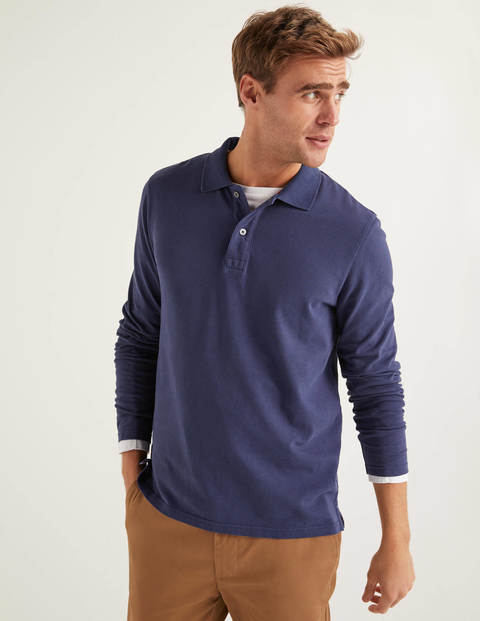 Long Sleeve Piqué Polo - Light Navy Long Sleeve Piqué Polo - Light Navy