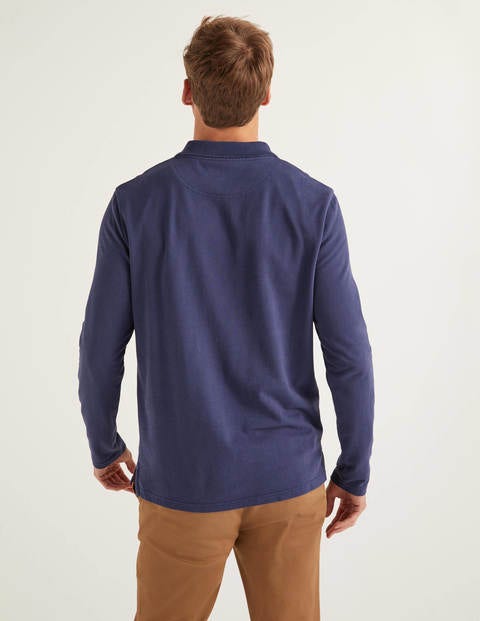 Long Sleeve Piqué Polo - Light Navy Long Sleeve Piqué Polo - Light Navy