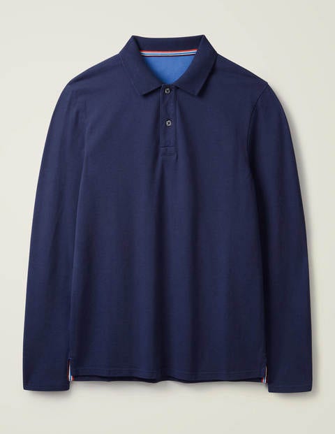 Long Sleeve Piqué Polo - Light Navy Long Sleeve Piqué Polo - Light Navy