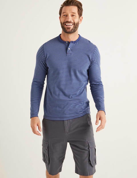 Long Sleeve Henley - Harbourside Blues Stripe Long Sleeve Henley - Harbourside Blues Stripe
