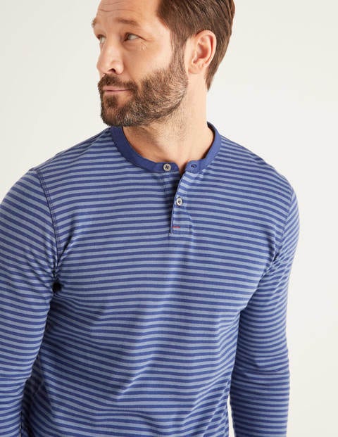 Long Sleeve Henley - Harbourside Blues Stripe Long Sleeve Henley - Harbourside Blues Stripe