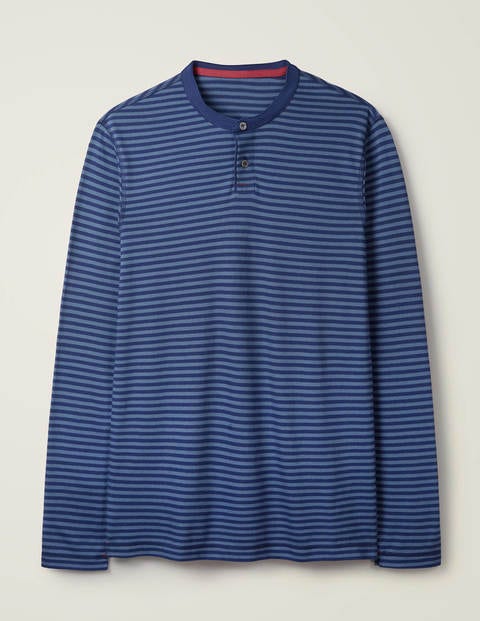 Long Sleeve Henley - Harbourside Blues Stripe Long Sleeve Henley - Harbourside Blues Stripe