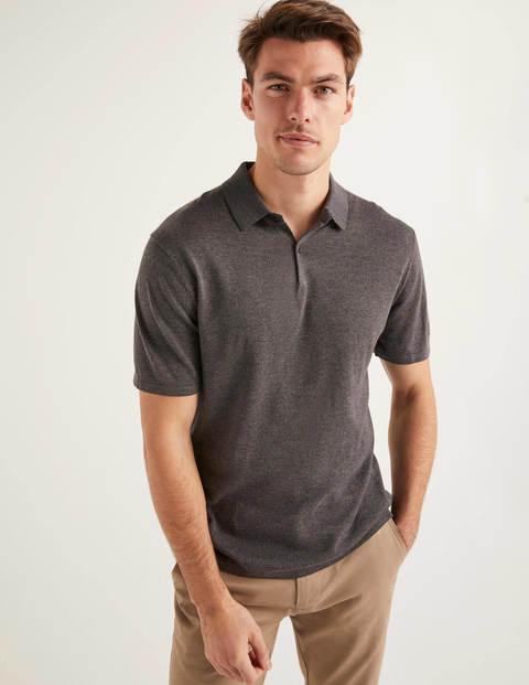 Finsbury Knitted Polo - Charcoal Marl Finsbury Knitted Polo - Charcoal Marl