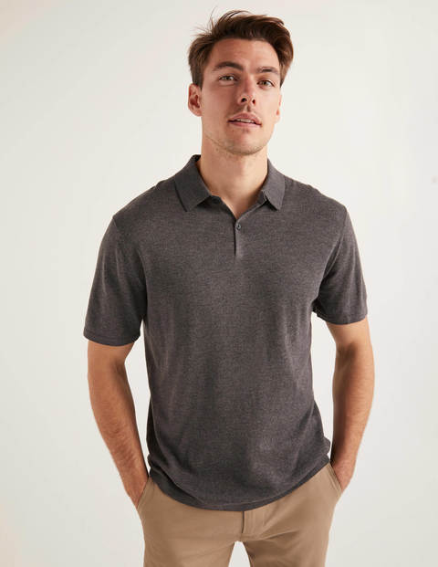 Finsbury Knitted Polo - Charcoal Marl Finsbury Knitted Polo - Charcoal Marl