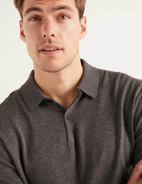 Finsbury Knitted Polo - Charcoal Marl Finsbury Knitted Polo - Charcoal Marl