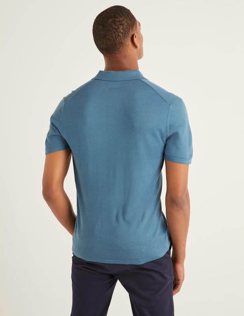 Finsbury Knitted Polo - Storm Blue Finsbury Knitted Polo - Storm Blue