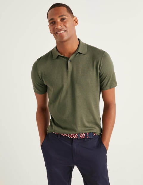 Finsbury Knitted Polo - Washed Khaki Finsbury Knitted Polo - Washed Khaki