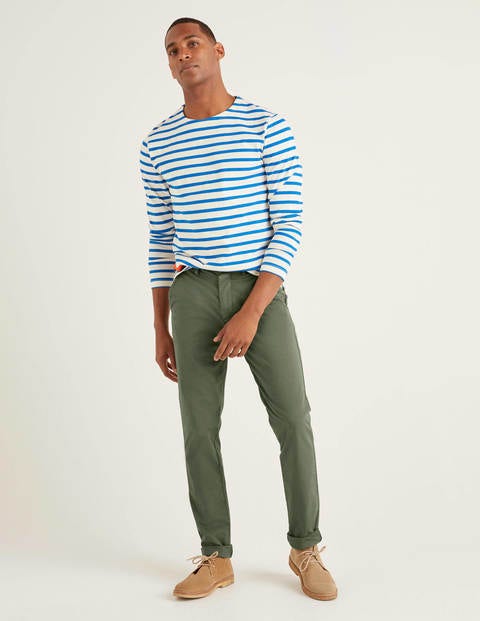 Leichte Schmale Chino-Hose - Dezentes Khaki Leichte Schmale Chino-Hose - Dezentes Khaki