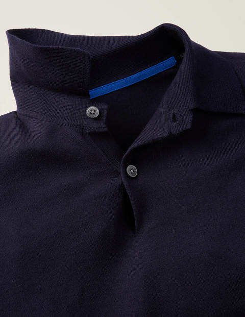 Long Sleeve Knitted Polo - Navy Long Sleeve Knitted Polo - Navy