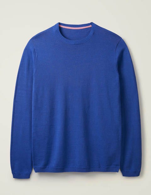 Haddon Cotton Linen Crew - Bold Blue Haddon Cotton Linen Crew - Bold Blue