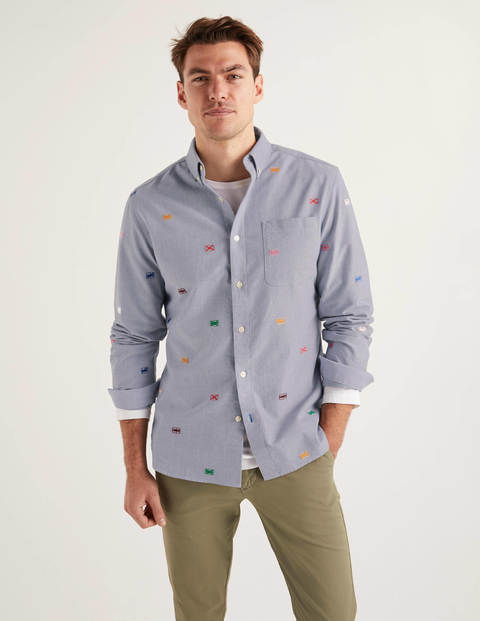 Modernes Oxford-Hemd - Stickerei mit britischen Flaggen Modernes Oxford-Hemd - Stickerei mit britischen Flaggen