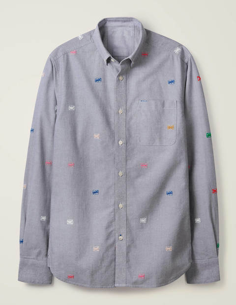 Modernes Oxford-Hemd - Stickerei mit britischen Flaggen Modernes Oxford-Hemd - Stickerei mit britischen Flaggen