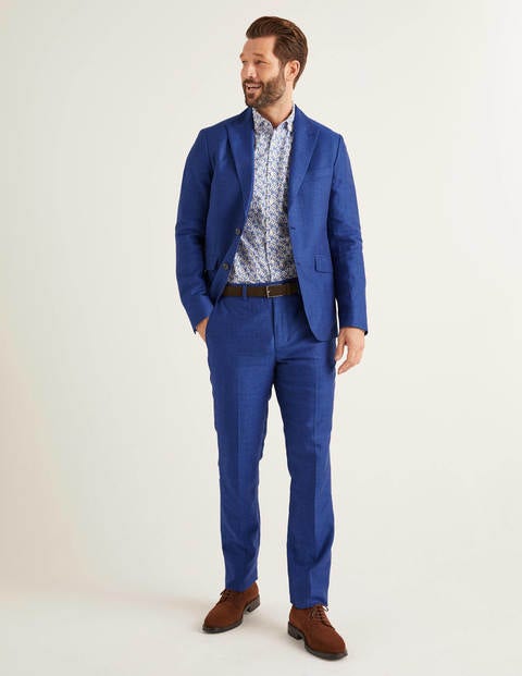 Pantalon Belgravia en lin - Chevrons camaïeu bleu