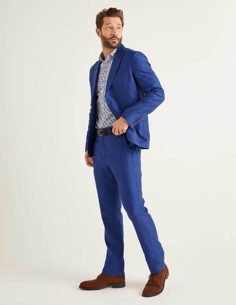 Pantalon Belgravia en lin - Chevrons camaïeu bleu Pantalon Belgravia en lin - Chevrons camaïeu bleu
