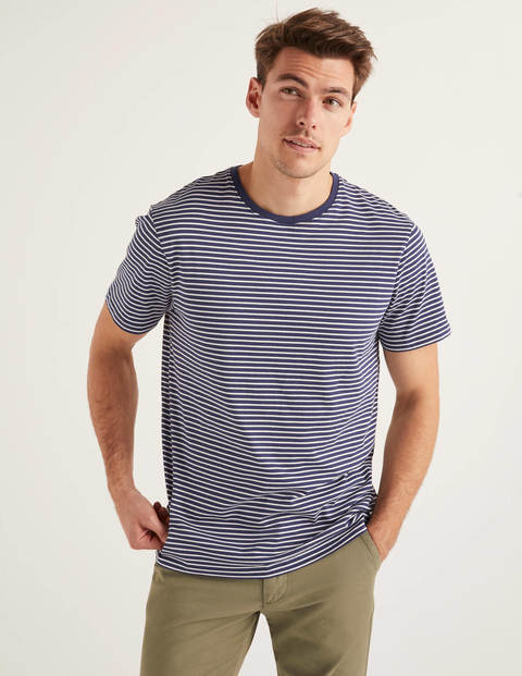 Vorgewaschenes T-Shirt - Navy/Naturweiß, Gestreift Vorgewaschenes T-Shirt - Navy/Naturweiß, Gestreift